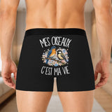 Boxer Homme Mes oiseaux c'est ma vie – Impression au dos – Noir