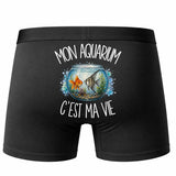 Boxer Homme Mon aquarium c'est ma vie – Impression au dos – Noir