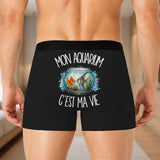 Boxer Homme Mon aquarium c'est ma vie – Impression au dos – Noir