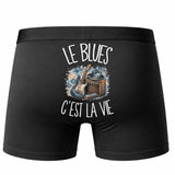 Boxer Homme Le blues c'est la vie – Impression au dos – Noir