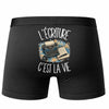 Boxer Homme L'écriture c'est la vie – Impression au dos – Noir