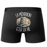 Boxer Homme La méditation c'est la vie – Impression au dos – Noir