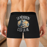 Boxer Homme La méditation c'est la vie – Impression au dos – Noir