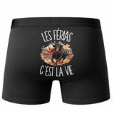 Boxer Homme Les férias c'est la vie – Impression au dos – Noir