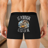 Boxer Homme Le Portugal c'est la vie – Impression au dos – Noir