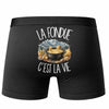 Boxer Homme La fondue c'est la vie – Impression au dos – Noir