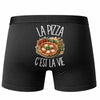 Boxer Homme La pizza c'est la vie – Impression au dos – Noir