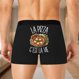 Boxer Homme La pizza c'est la vie – Impression au dos – Noir