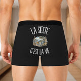 Boxer Homme La sieste c'est la vie – Impression au dos – Noir
