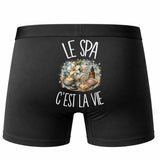 Boxer Homme Le spa c'est la vie – Impression au dos – Noir