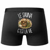 Boxer Homme Le sauna c'est la vie – Impression au dos – Noir