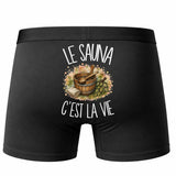 Boxer Homme Le sauna c'est la vie – Impression au dos – Noir