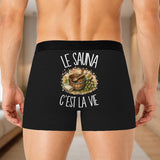 Boxer Homme Le sauna c'est la vie – Impression au dos – Noir