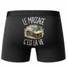 Boxer Homme Le massage c'est la vie – Impression au dos – Noir