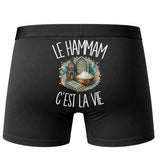 Boxer Homme Le hammam c'est la vie – Impression au dos – Noir