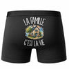 Boxer Homme La famille c'est la vie – Impression au dos – Noir