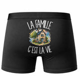 Boxer Homme La famille c'est la vie – Impression au dos – Noir