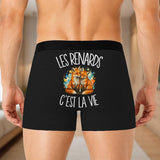 Boxer Homme Les renards c'est la vie – Impression au dos – Noir