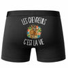 Boxer Homme Les chevreuils c'est la vie – Impression au dos – Noir