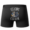 Boxer Homme Les loups c'est la vie – Impression au dos – Noir