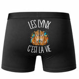 Boxer Homme Les lynx c'est la vie – Impression au dos – Noir