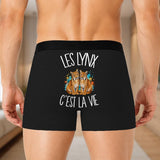 Boxer Homme Les lynx c'est la vie – Impression au dos – Noir