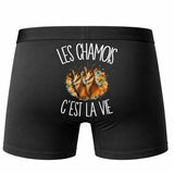 Boxer Homme Les chamois c'est la vie – Impression au dos – Noir