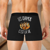 Boxer Homme Les chamois c'est la vie – Impression au dos – Noir
