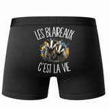 Boxer Homme Les blaireaux c'est la vie – Impression au dos – Noir