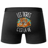 Boxer Homme Les tigres c'est la vie – Impression au dos – Noir