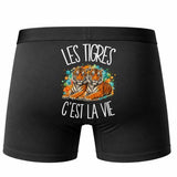 Boxer Homme Les tigres c'est la vie – Impression au dos – Noir
