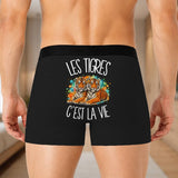 Boxer Homme Les tigres c'est la vie – Impression au dos – Noir