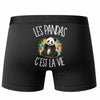 Boxer Homme Les pandas c'est la vie – Impression au dos – Noir