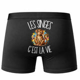 Boxer Homme Les singes c'est la vie – Impression au dos – Noir