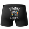 Boxer Homme Les dauphins c'est la vie – Impression au dos – Noir