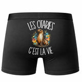 Boxer Homme Les otaries c'est la vie – Impression au dos – Noir