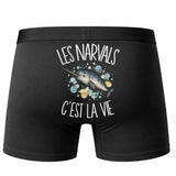 Boxer Homme Les narvals c'est la vie – Impression au dos – Noir