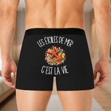 Boxer Homme Les étoiles de mer c'est la vie – Impression au dos – Noir