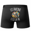 Boxer Homme Les faucons c'est la vie – Impression au dos – Noir
