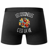 Boxer Homme Les coccinelles c'est la vie – Impression au dos – Noir