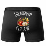 Boxer Homme Être normand c'est la vie – Impression au dos – Noir