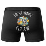 Boxer Homme Être aide-soignant c'est la vie – Impression au dos – Noir