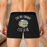 Boxer Homme Être aide-soignant c'est la vie – Impression au dos – Noir