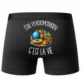 Boxer Homme Être psychomotricien c'est la vie – Impression au dos – Noir