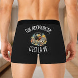 Boxer Homme Être audioprothésiste c'est la vie – Impression au dos – Noir