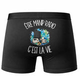 Boxer Homme Être manip radio c'est la vie – Impression au dos – Noir