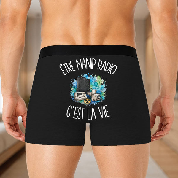 Boxer Homme Être manip radio c'est la vie – Impression au dos – Noir