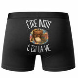 Boxer Homme Être instit c'est la vie – Impression au dos – Noir