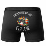 Boxer Homme Être moniteur d'auto-école c'est la vie – Impression au dos – Noir