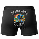 Boxer Homme Être agent d'entretien c'est la vie – Impression au dos – Noir